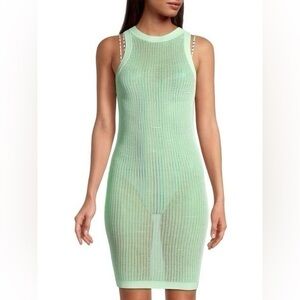 Solid & Striped Carson Tech Mesh Sleeveless Mini Swim Cover-Up Dress in Mint NWT
